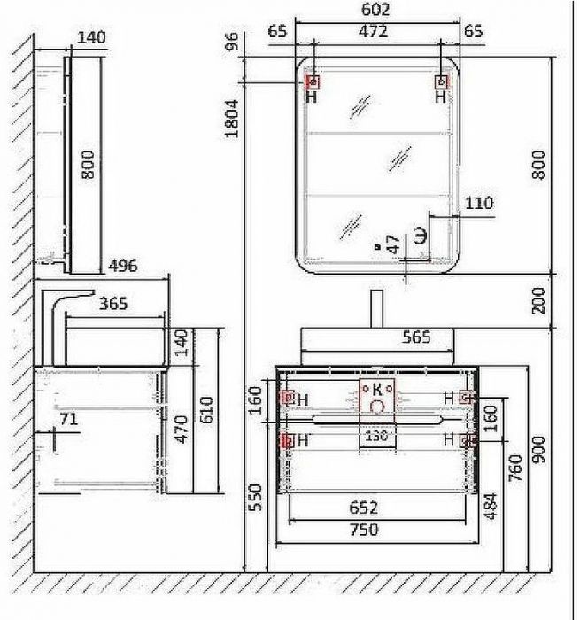 Зеркальный шкаф Jorno Bosko 60 Bos.03.60/W с подсветкой с часами