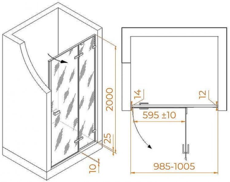 Душевая дверь RGW Stilvoll SV-004 100 353200410-21 профиль Хром стекло матовое