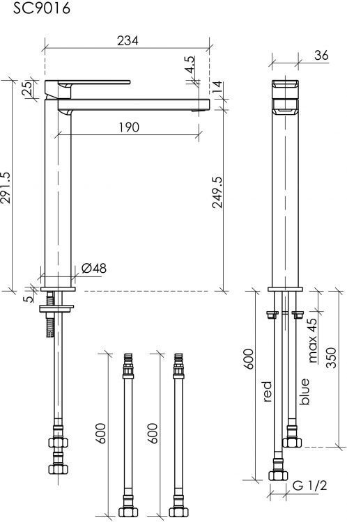 Смеситель для раковины SANCOS Studio, черный матовый, SC9016MB