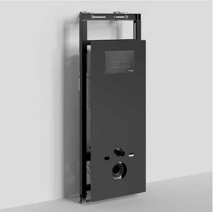 Инсталляция WasserKRAFT Salm 27TLT.010.ME.BL.MB03 для унитаза Черное стекло с Черной матовой клавишей смыва
