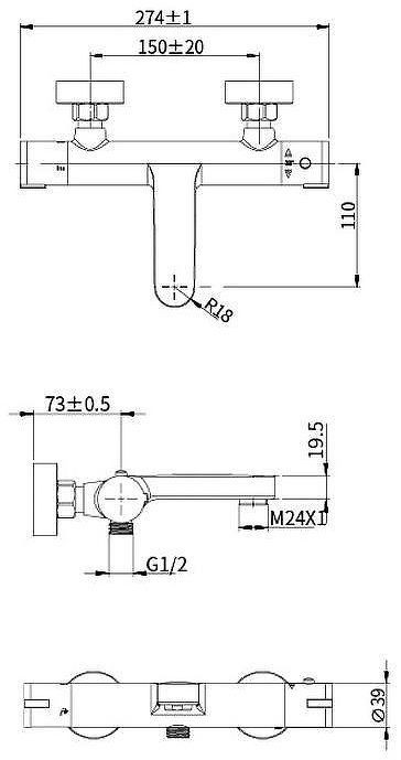 Смеситель для ванны Olive's Termo 34200TM с термостатом Хром