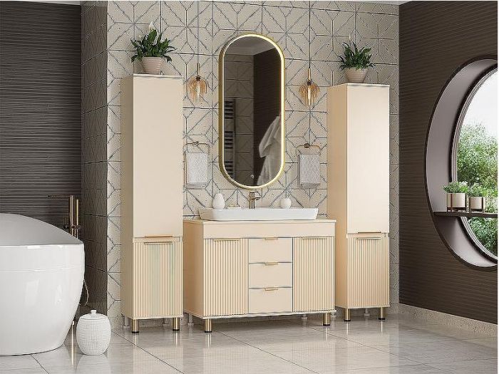 Шкаф пенал Brevita Enfida 35 R ENF-05035-030P Бежевый матовый