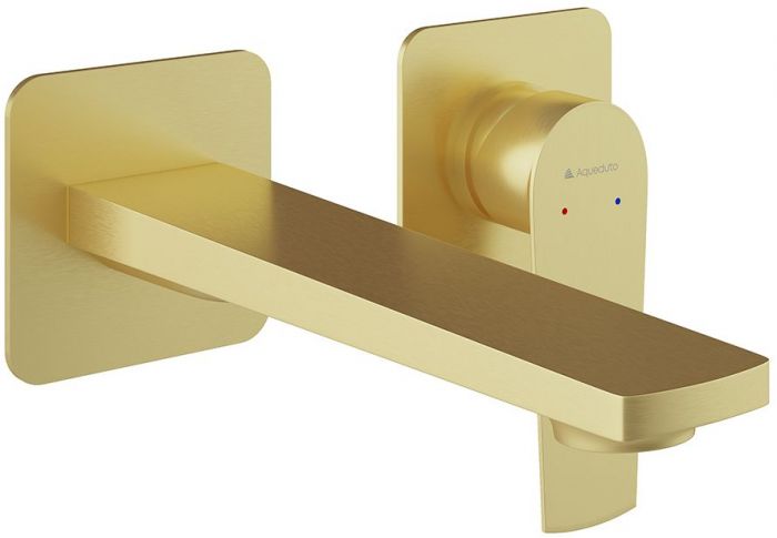 Смеситель для раковины настенного монтажа со скрытой частью AQUEDUTO LINHA,  шлифованное золото (LIN0450)