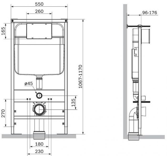 Инсталляция Logan Oval 299421 для унитаза с клавишей смыва цвет Хром матовый