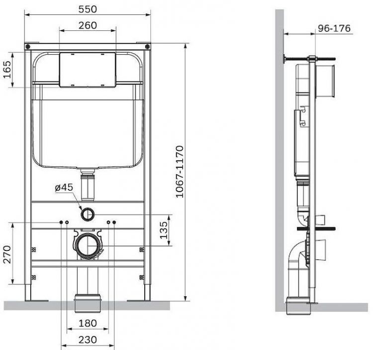Инсталляция Logan Oval 299421 для унитаза с клавишей смыва цвет Хром матовый