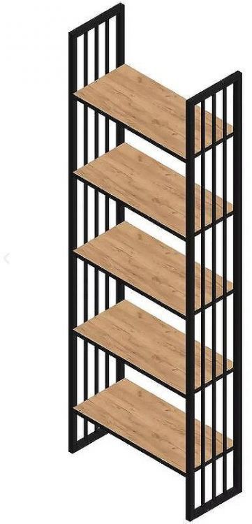 Стеллаж Sanflor Тетрис прямой 69 С20869 Дуб крафт золотой Черный муар
