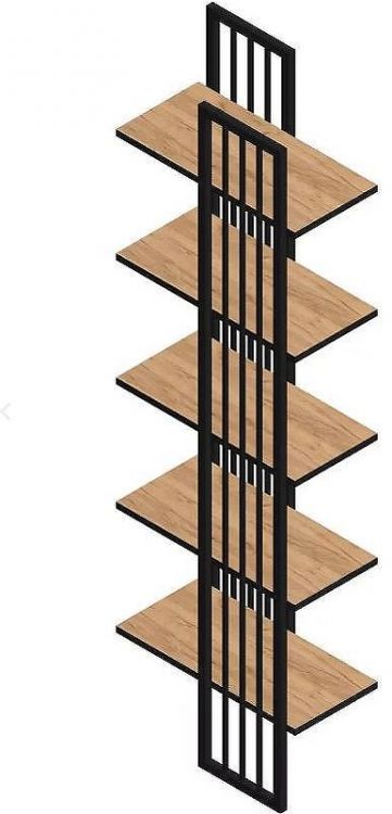 Стеллаж Sanflor Тетрис прямой 69 С20869 Дуб крафт золотой Черный муар