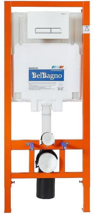 Комплект унитаза с инсталляцией BelBagno Loto BB070CHR/SC/BB002-80/BB018-GV-BIANCO с сиденьем Микролифт и Белой клавишей смыва