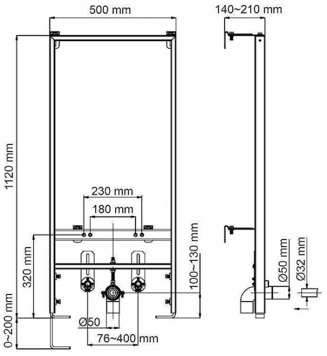 Инсталляция WasserKRAFT Aller 10BDT.020 для биде с крепежом