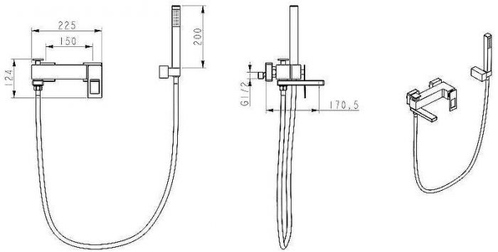 Смеситель для ванны Boheme Q 143-GG.2 Золото