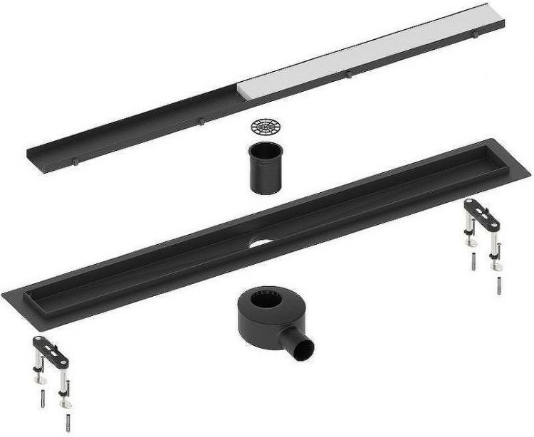 Душевой лоток Timo Drain System 90 DS230209/03 с Черной матовой решеткой / под плитку