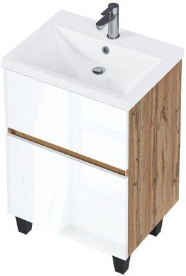 Тумба под раковину 1MarKa Aris 70Н Ц0000035782 цвет Дуб вотан Белый глянец