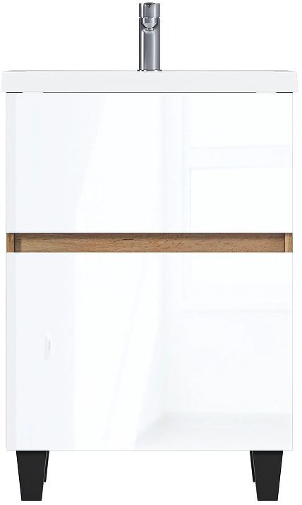 Тумба под раковину 1MarKa Aris 70Н Ц0000035782 цвет Дуб вотан Белый глянец Тумба под раковину 1MarKa Aris 70Н Ц0000035782 цвет Дуб вотан Белый глянец