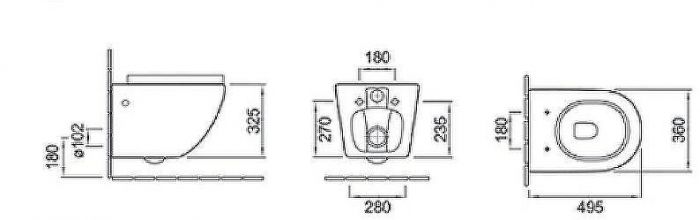 Комплект унитаза Ceruttispa B-2376-3 7183 с сиденьем Микролифт и инсталляцией WeltWasser WW Marberg 507 10000005949+10000005952 с клавишей смыва Хром глянцевый
