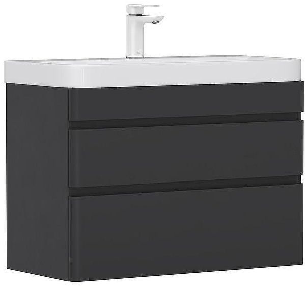Тумба под раковину Equil Eltoro 80 tpELTR80.2Y-03 подвесная цвет Черный матовый