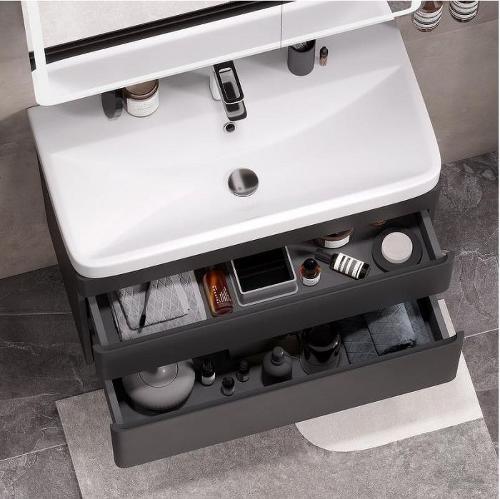 Тумба под раковину Equil Eltoro 80 tpELTR80.2Y-03 подвесная цвет Черный матовый