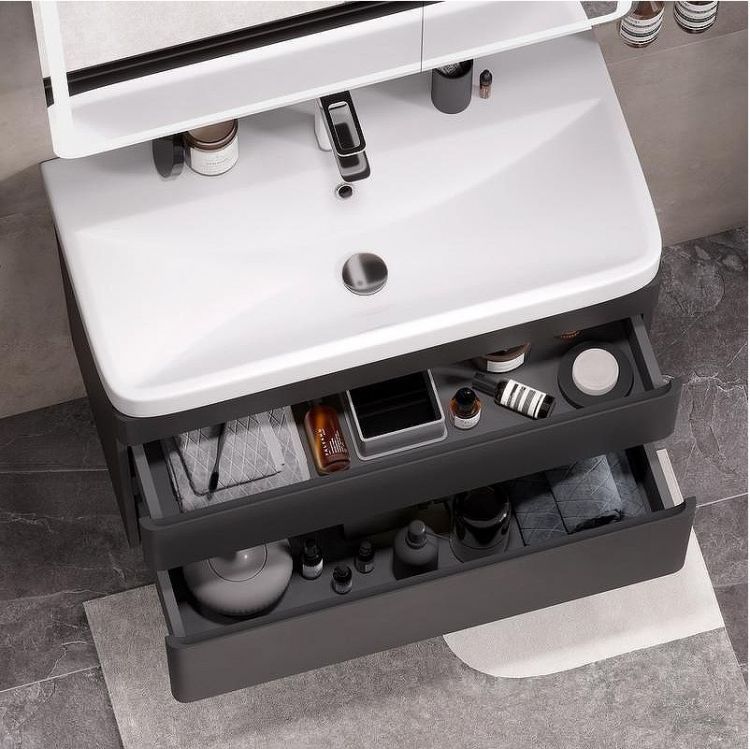 Тумба под раковину Equil Eltoro 80 tpELTR80.2Y-03 подвесная цвет Черный матовый