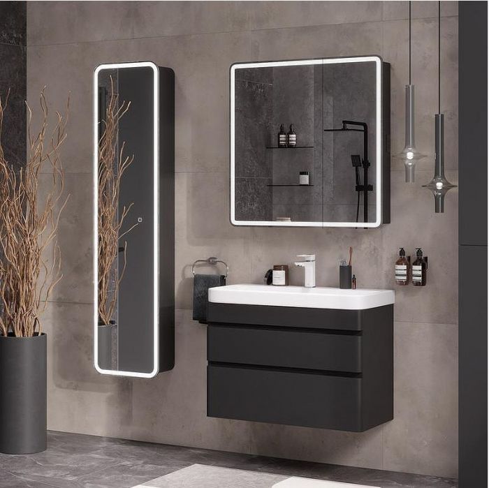 Тумба под раковину Equil Eltoro 80 tpELTR80.2Y-03 подвесная цвет Черный матовый