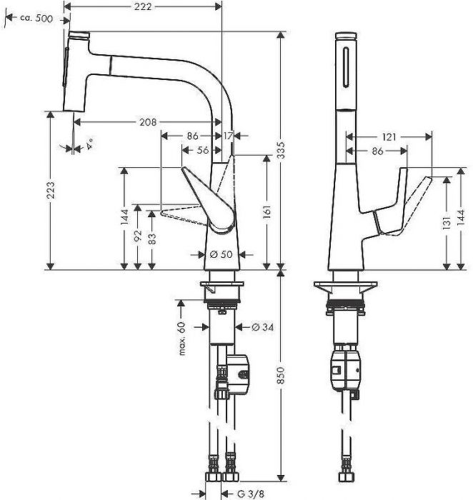 Смеситель для кухни Hansgrohe Talis Select M51 72824000 Хром