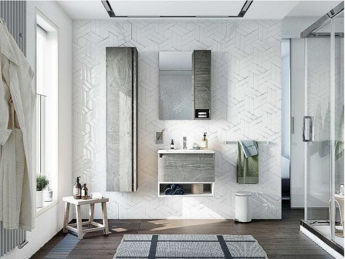 Комплект мебели для ванной STWORKI Карлстад 60 440535 подвесной Дуб рошелье Белый