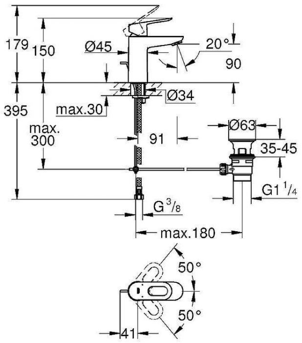 Смеситель для раковины Grohe BauLoop 23335000 Хром