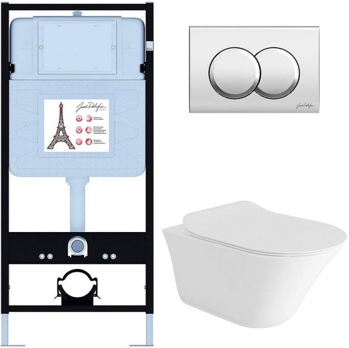 Комплект унитаза с инсталляцией Jacob Delafon Vive E28079RU-CP с сиденьем Микролифт и клавишей смыва Хром