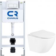 Комплект унитаза BelBagno Uno BB3105CHR/SC с инсталляцией Charus City CR.200.21.01 с сиденьем Микролифт и клавишей смыва Хром глянцевый