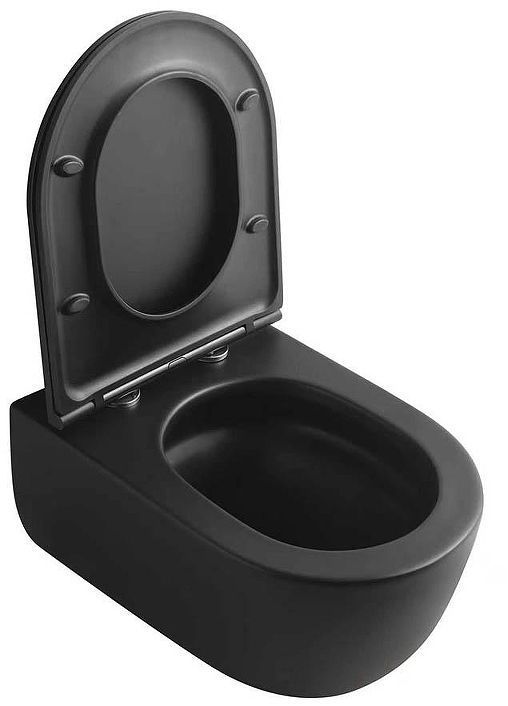 Унитаз Veconi Rino VRI-49TB подвесной цвет Черный матовый с сиденьем Микролифт Унитаз Veconi Rino VRI-49TB подвесной цвет Черный матовый с сиденьем Микролифт