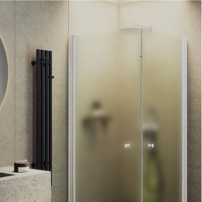 Душевой уголок Maybah Glass MGY-1293-1 800x800x1980 на монопетлях Белый стекло сатиновое