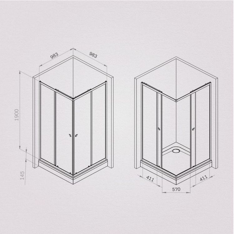 Душевой уголок AM.PM Sunny 100х100 W87G-403-100100-BT профиль Черный матовый стекло прозрачное