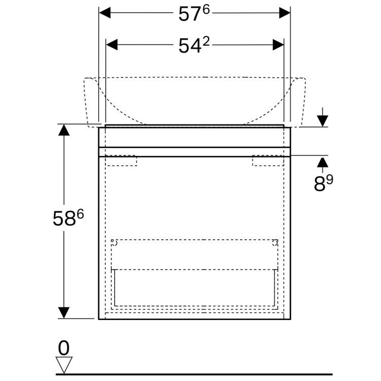 Тумба под раковину Geberit Renova Nr. 1 Plan , 58x44, белый глянец [869650000]