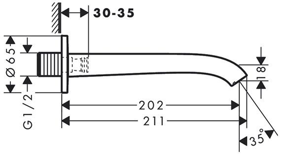 Hansgrohe Vivenis Излив для ванны, настенный, цвет: матовый чёрный матовый