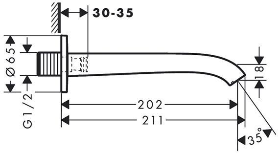 Hansgrohe Vivenis Излив для ванны, настенный, цвет: матовый чёрный матовый