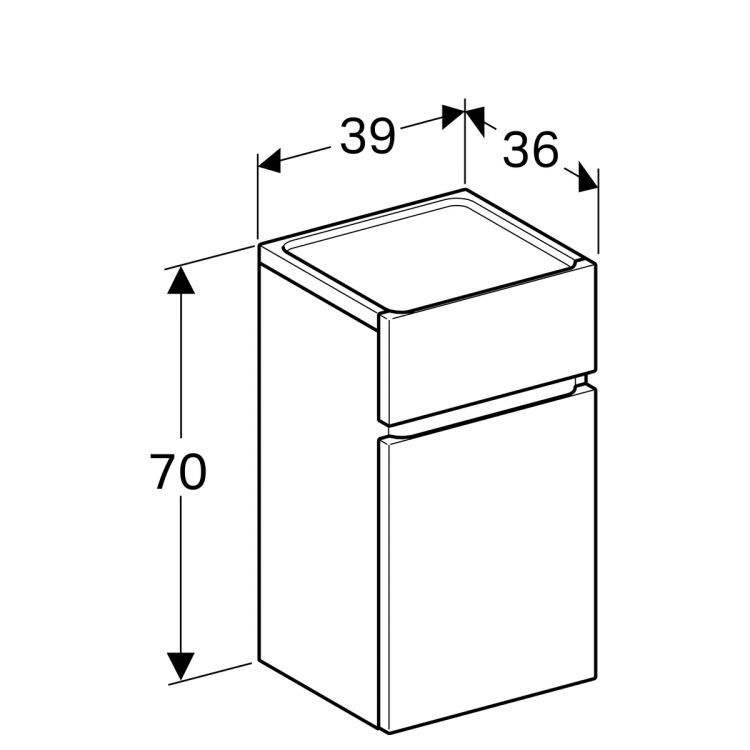 Тумба под раковину Geberit Renova Nr. 1 Plan с дверцей , 39x36, светлый вяз [869022000]