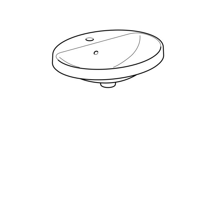 Раковина Geberit VariForm овальной формы, 50х45 см, с отв. под смеситель, с отв. перелива [500.712.01.2]