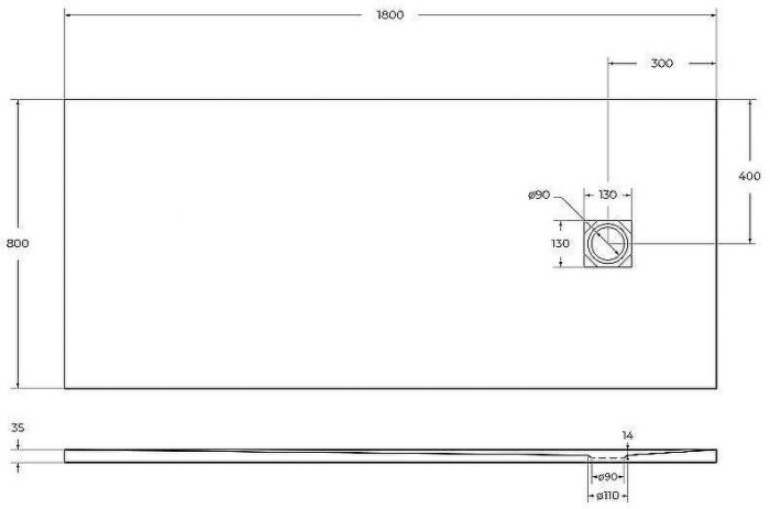 Душевой поддон из искусственного камня BelBagno Uno 180x80 TRAY-MR-UNO-AH-180/80-35-W Белый