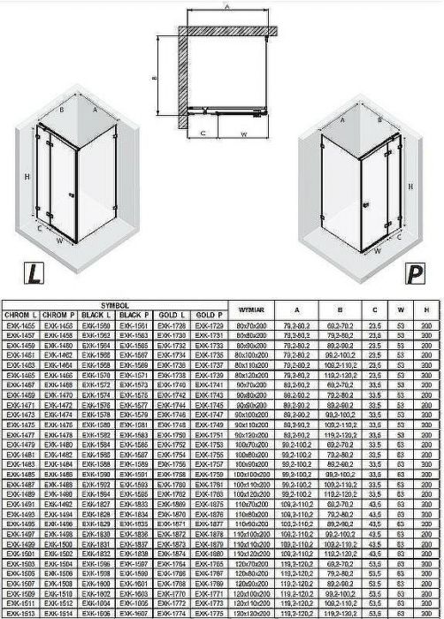 Душевой уголок New Trendy Avexa Black 100x120 L EXK-1594 профиль Черный стекло прозрачное