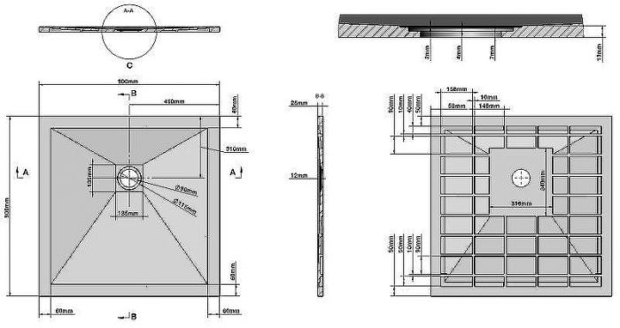 Душевой поддон из искусственного камня Grossman Strong 90x90 GR-S29090Q Графит