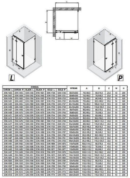 Душевой уголок New Trendy Avexa Chrome 80х100 R EXK-1462 профиль Хром стекло прозрачное