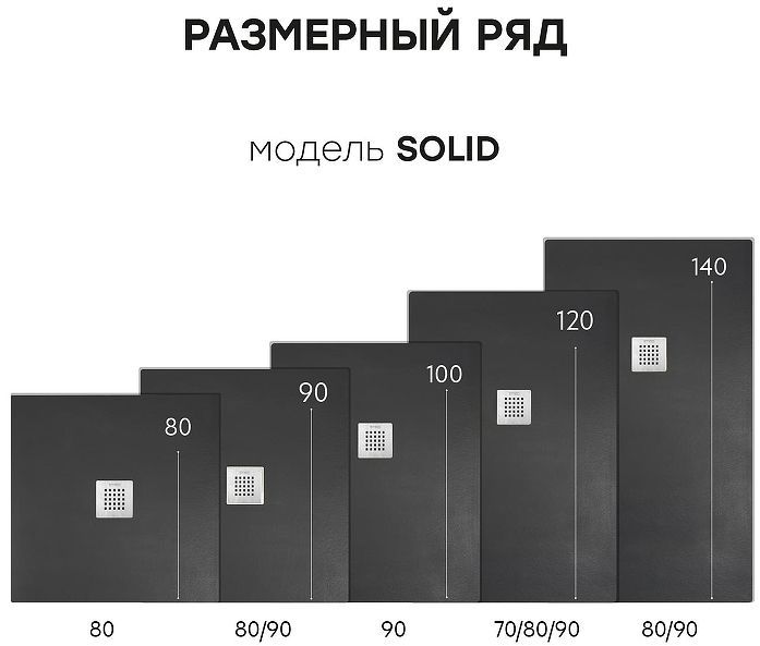 Душевой поддон из искусственного камня Starohome Solid 90х90 1237473 цвет Черный матовый