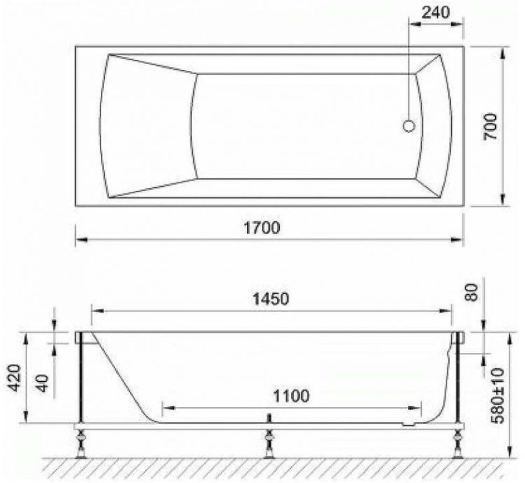 Акриловая ванна BellSan Вета 170x70 4627171530134 без гидромассажа