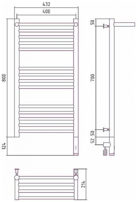 Электрический полотенцесушитель Сунержа Богема 3.0 800x400 R 00-5807-8040 с полкой Хром