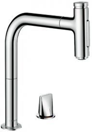 Hansgrohe Metris Select M71 Смеситель для кухни, 2 отв., с вытяжным изливом, цвет: хром