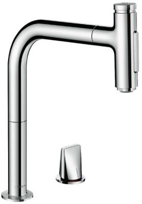 Hansgrohe Metris Select M71 Смеситель для кухни, 2 отв., с вытяжным изливом, цвет: хром