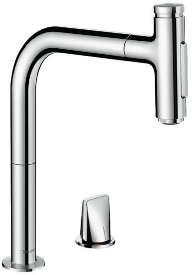 Hansgrohe Metris Select M71 Смеситель для кухни, 2 отв., с вытяжным изливом, цвет: хром
