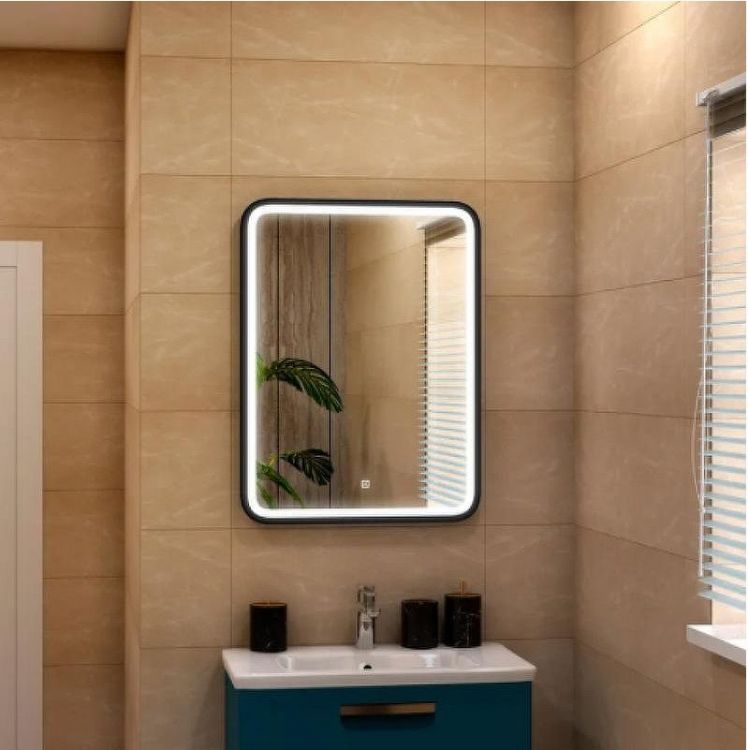 Зеркало Art&Max Genova AM-Gen-600-800-DS-F с сенсорным выключателем Черное