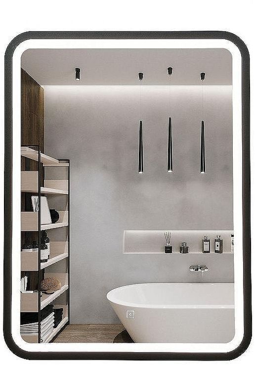 Зеркало Art&Max Genova AM-Gen-600-800-DS-F с сенсорным выключателем Черное