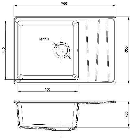 Кухонная мойка GranFest Level GF-LV-760L Иней