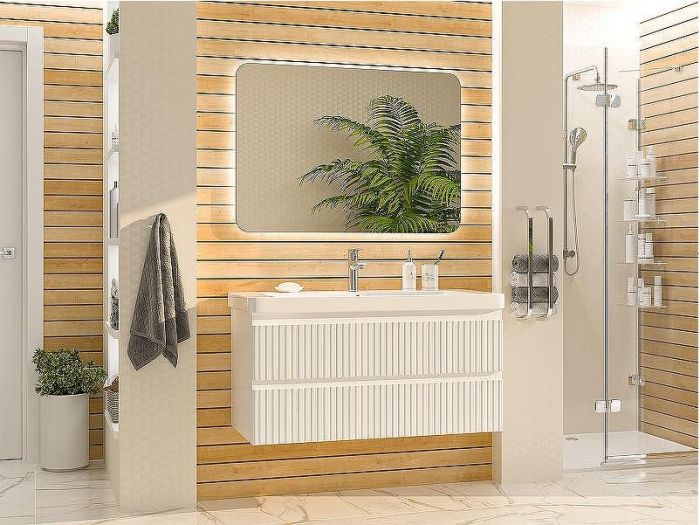 Тумба с раковиной Brevita Victory 105 УТ000015996 подвесная Белая матовая