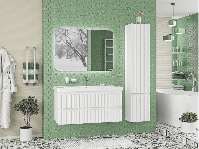 Тумба с раковиной Brevita Victory 105 УТ000015996 подвесная Белая матовая